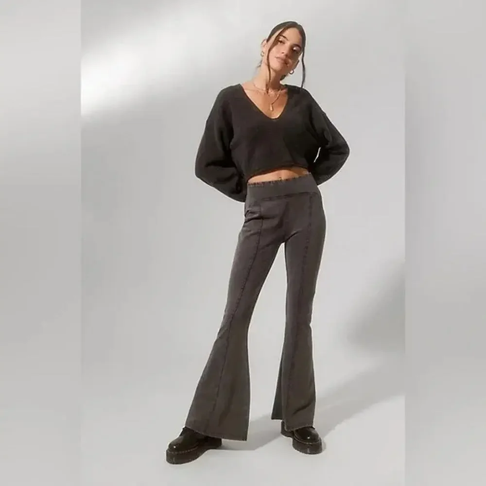 Out From Under Aria Pull On Flare Pants Women SP Gray Stretch Urban Outfitters